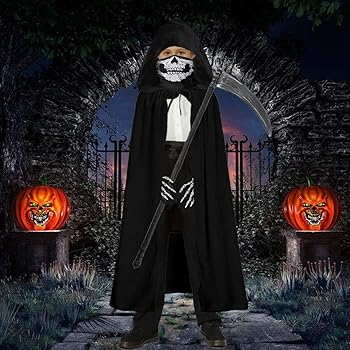 Amazon.com: Kids Grim Reaper Costume Hooded Cape Cloak With