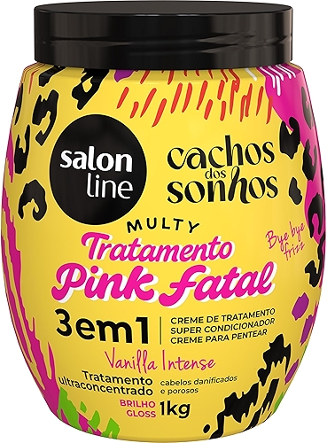 Salon Line Creme de Tratamento Pink Fatal 3 em 1, Vanilla Intense, 1kg, Multifuncional para Cabelos Ressecados
