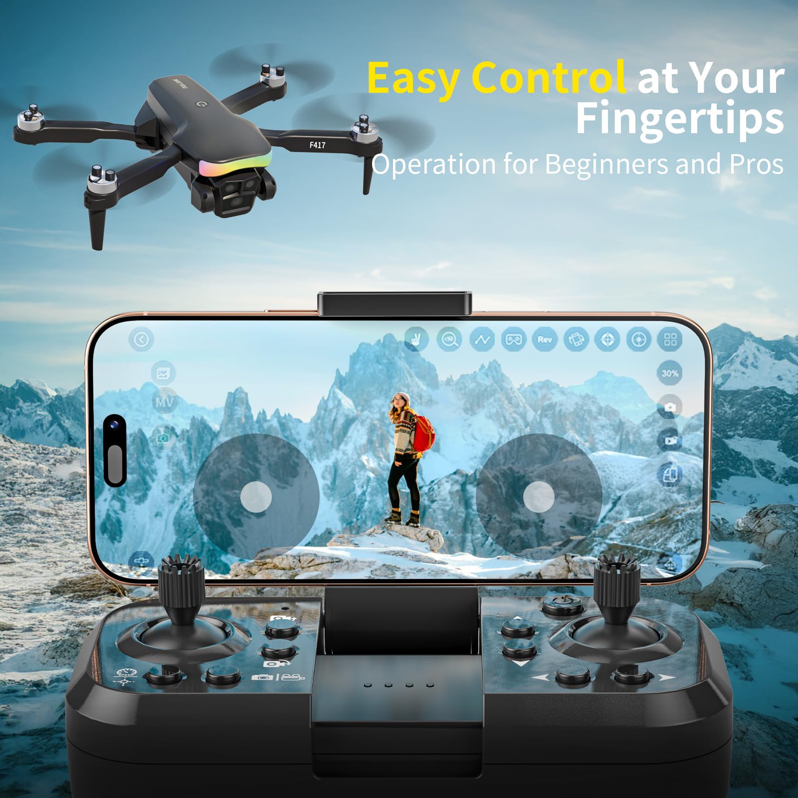 Drone avec Caméra 1080P pour Enfants & Débutants,Lumière RGB Réglage Drone avec Caméra 1080P pour Enfants & Débutants,Lumière RGB Réglage