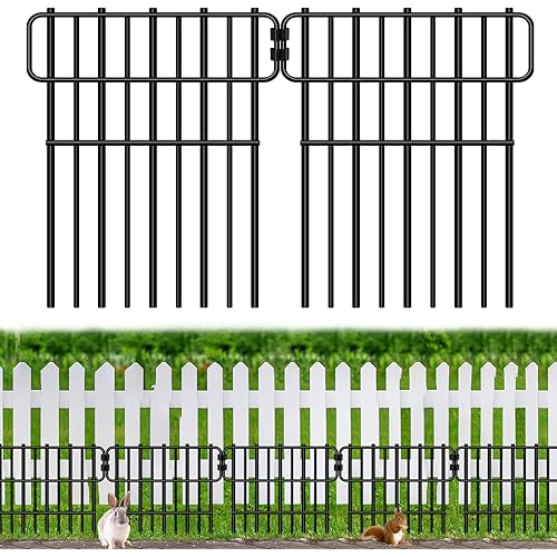 Xeeol Decorative Garden Fence, 4 Pack Outdoor No Dig Fence Panels Plant Border, 17in(H) X4.33ft(L) Fencing for Yard and Patio, Temporary Metal Wire Defense Animal Barrier for Pet Dog Rabbit