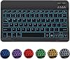 Bluetooth Keyboard Ultra-Slim Quiet Rechargeable Wireless Keyboard 7-Color Backlit UK Layout Portable for Travel Compatible with iPad Tablets Other iOS Android Windows Devices Black