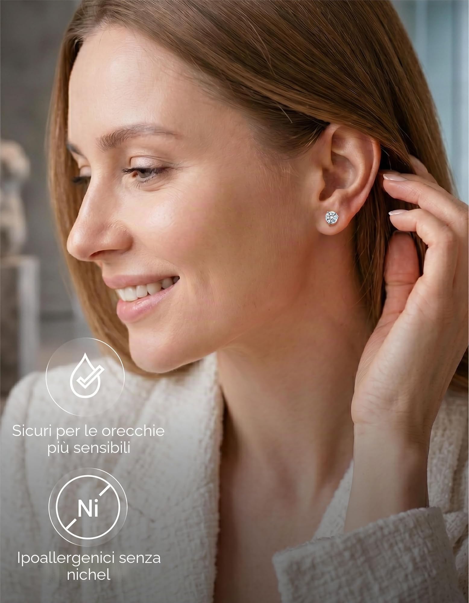 MomentWish Orecchini Moissanite Donna, Orecchino Punto Luce Argento 925 | Orecchini Moissanite Diamante Argento 925 Oro Oro Rosa 4/5/6,5/7,5mm Anallergici Regalo Natale