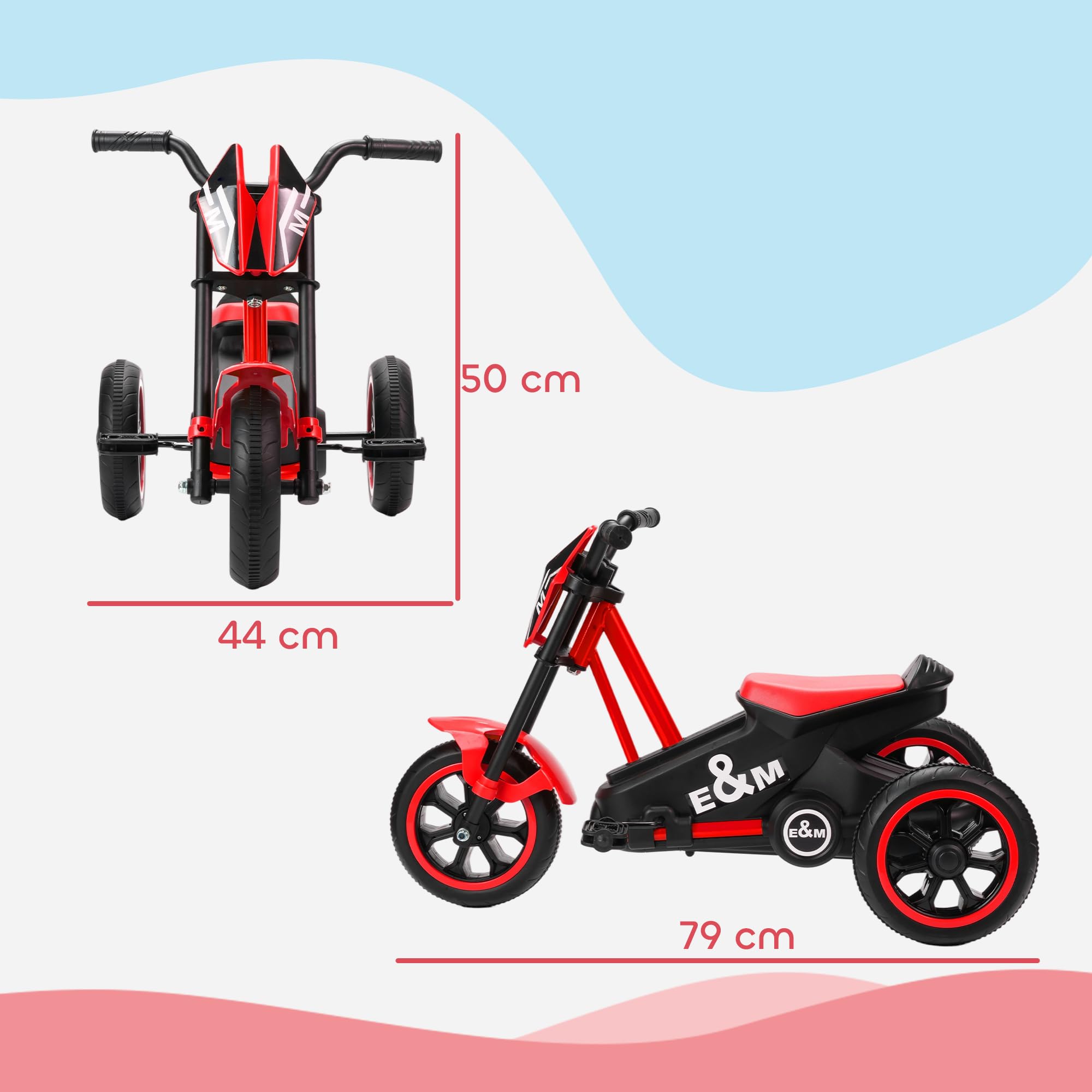 AIYAPLAY Triciclo per Bambini e Neonati con Pedali, Età 18-36 Mesi, Rosso | Per ragazzi e ragazze, Triciclo equilibrante a 3 ruote per bambini piccoli, uso interno ed esterno