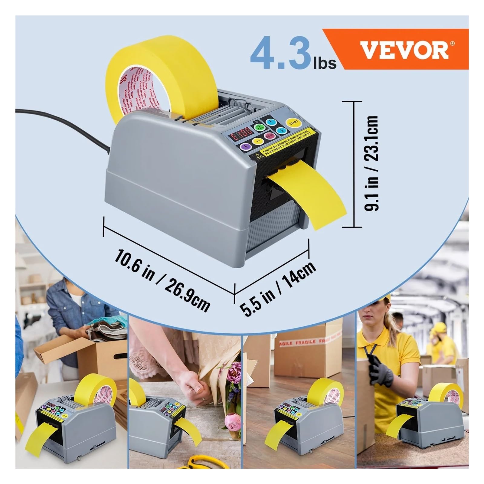 Dispensador Celo Automatico, Dispensador automático de cinta eléctrica, máquina envasadora cortadora de adhesivo,para envíos, escuelas, hogares