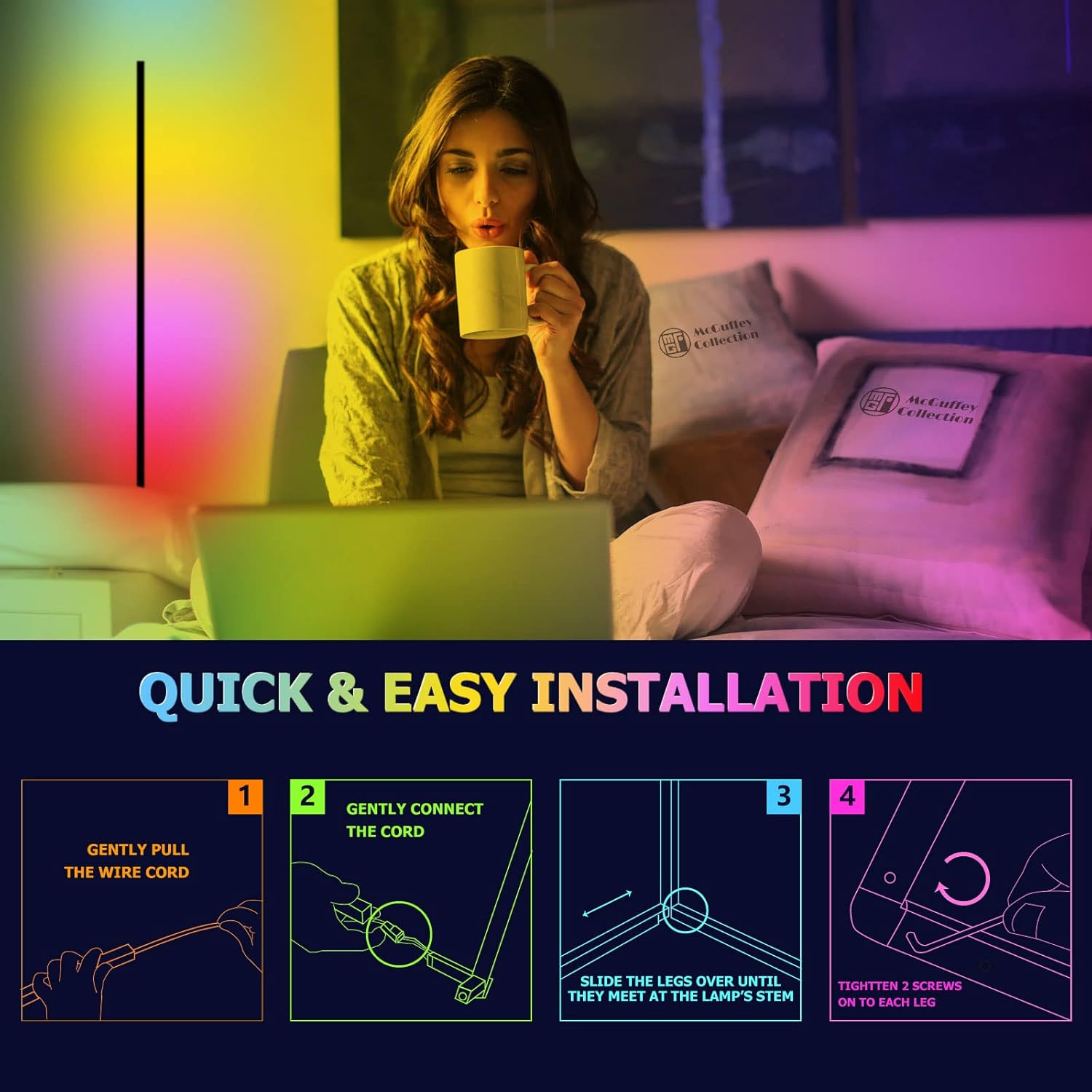 Authеntіс Crаzу Dеаlѕ McGuffey LED Floor Lamp, RGB Corner Light with Dimmable Remote Control, Minimalist Color Changing Light Column for Living Room Bedroom (Black, 20W) Nеw Dеаl McGuffey LED Floor Lamp, RGB Corner Light with Dimmable Remote Control, Minimalist Color Changing Light Column for Living Room Bedroom (Black, 20W)