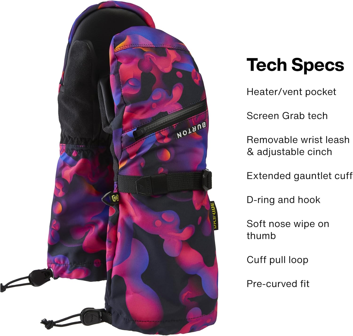 Burton Kids’ Vent Insulated Mittens – Waterproof Winter Snowboard Mittens for Boys & Girls