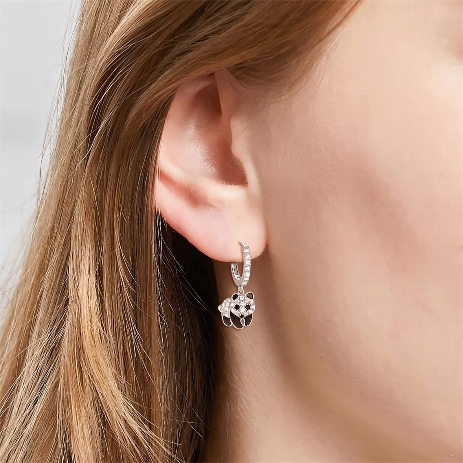 Ohrhänger 925er Sterlingsilber für Damen Elefanten/Schildkröten/Libelle/Panda/Schmetterlings/Einhorn/Fuchs/Schläger/Koala/Waschbär/Faultier Ohrringe für Mädchen