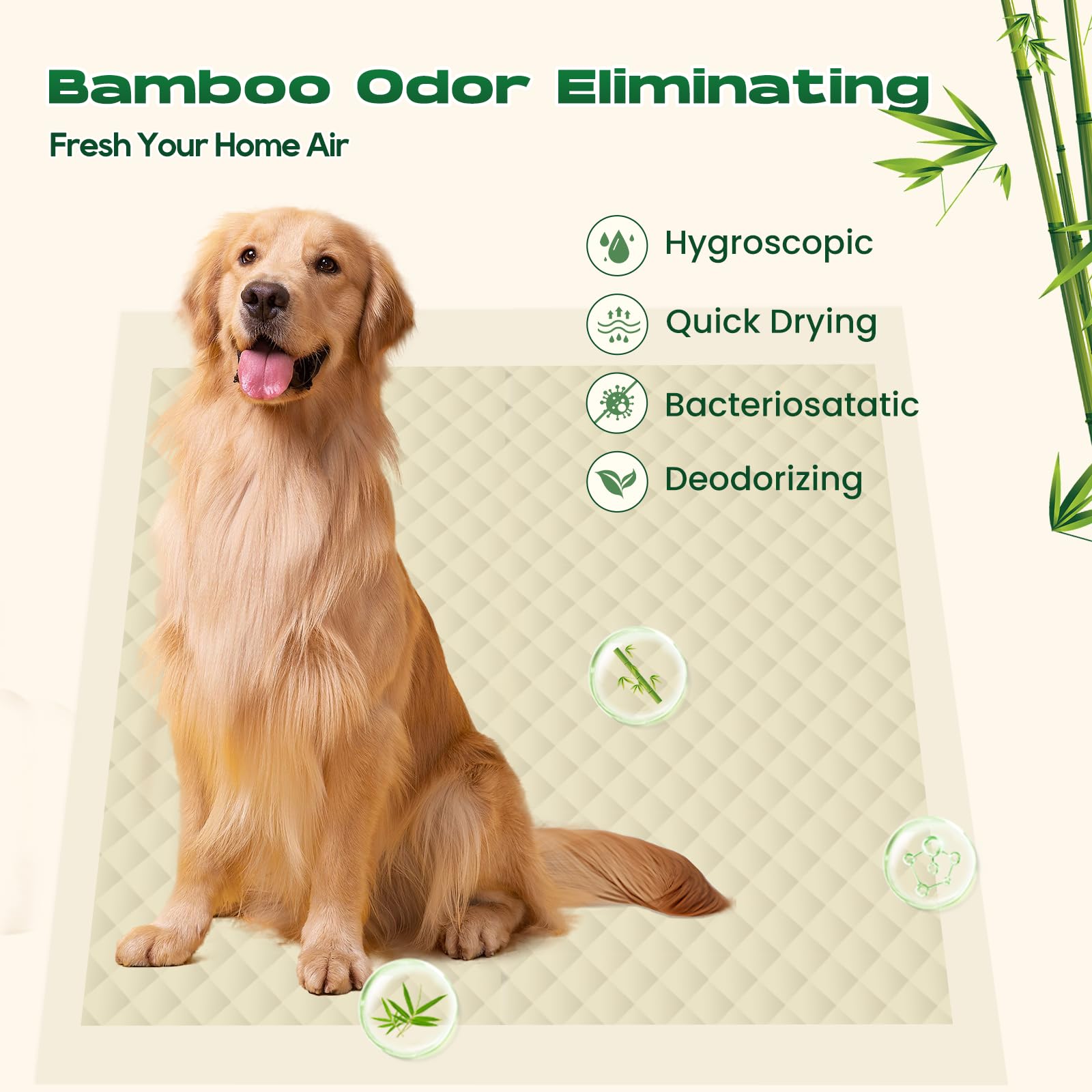 Almohadillas para cachorros, 50 unidades, extra grandes, de 30 x 36 pulgadas, almohadillas de entrenamiento de bambú, desodorizantes, a prueba de fugas, de secado rápido, almohadillas para orina de