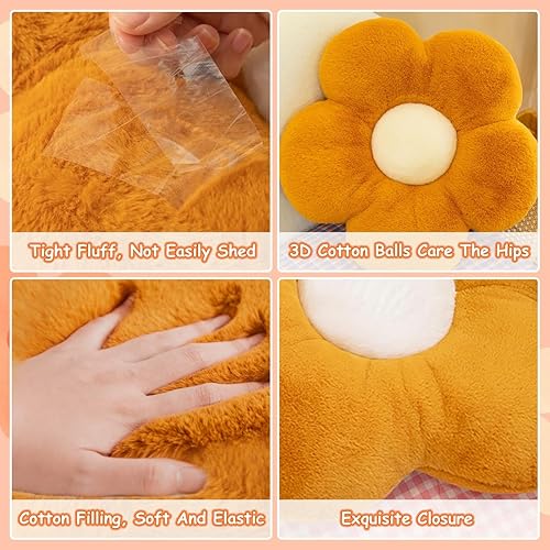 Miniatura 2 de Almohadas en forma de flor de 19.7 pulgadas, lindas almohadas de felpa de margaritas, cojín sedentario para ocio y cómodo cojín de glúteos para