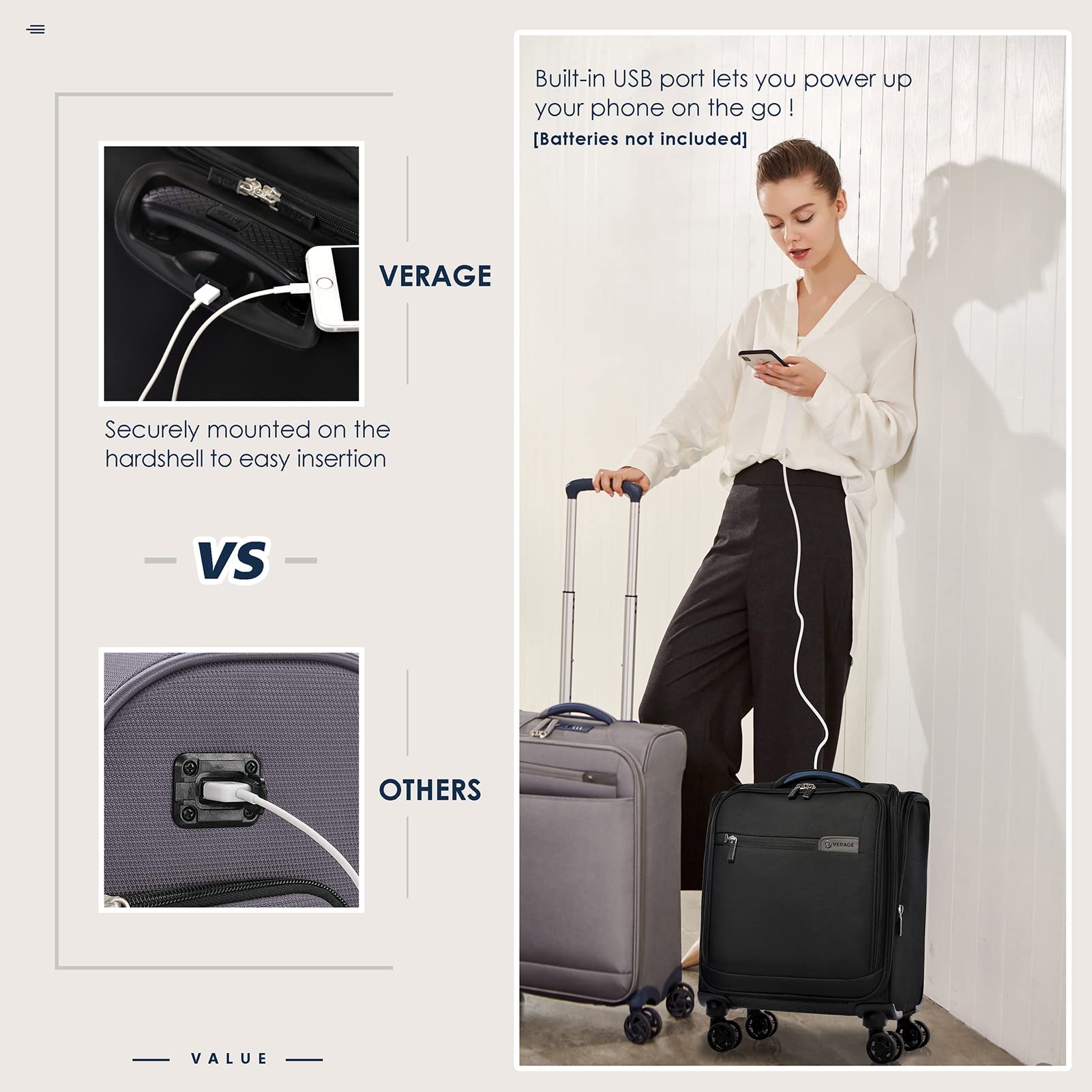 Buy Carry On Underseat Luggage with USB Port, Underseater Rolling