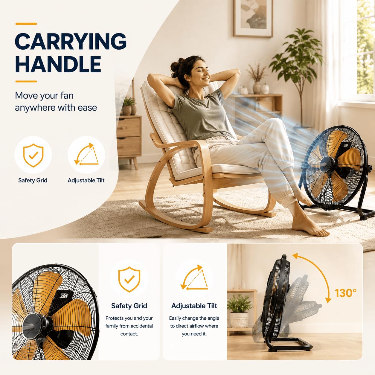 Ventilador Industrial con 4 Velocidades,Ventilador Silencioso De 4000 CFM