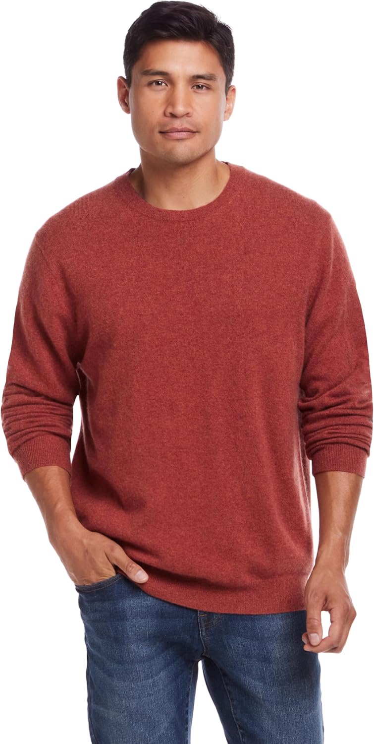 Weatherproof Vintage Men’s Lightweight 100% Pure Cashmere Sweater, Soft Thin Pullovers, Long Sleeve Sweatshirt Fall (S-XXL)
