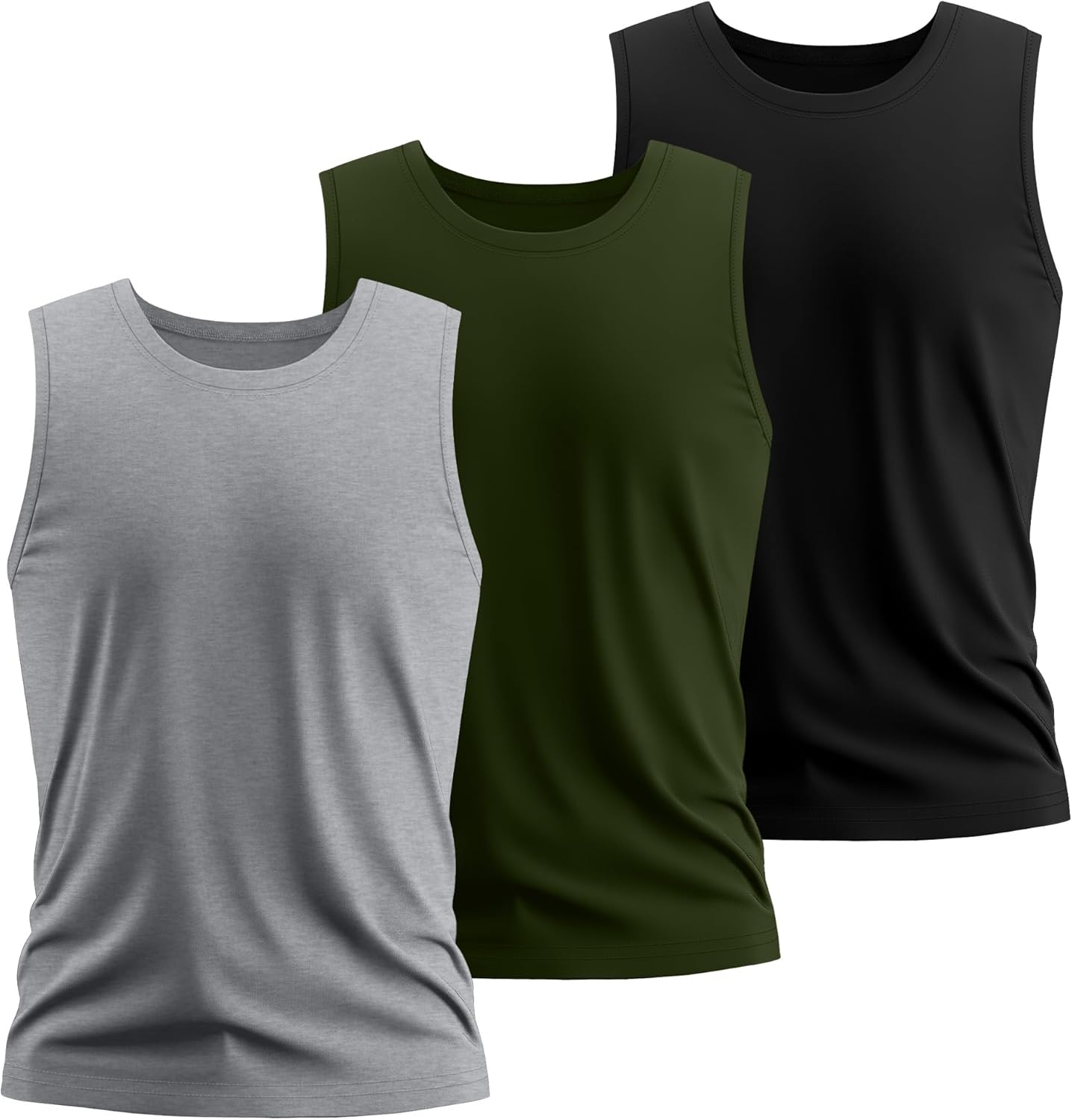 Huukeay 3 Pack Men's Big & Tall Sleeveless Muscle Shirts, Gym Tank Tops Moisture Wicking Slim Fit Workout Tees - Image 4