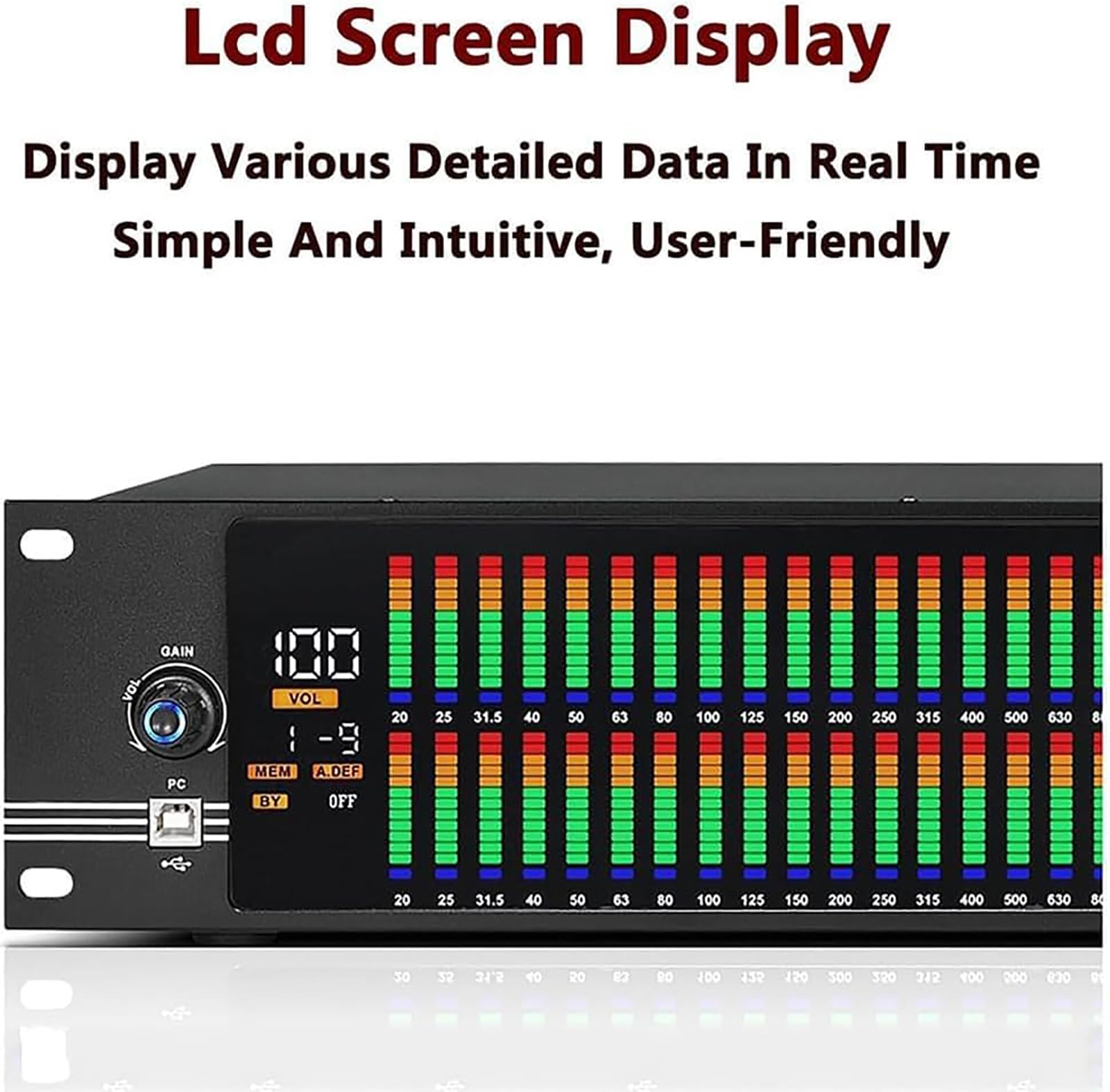 McbeAn Ecualizador Gráfico De Audio Estéreo, Ecualizador Digital De 31 Bandas, Pantalla De Espectro LED, Chip De Procesamiento DSP Y Reducción De Ruido, 10 Efectos Preestablecidos, Ajuste De Altos