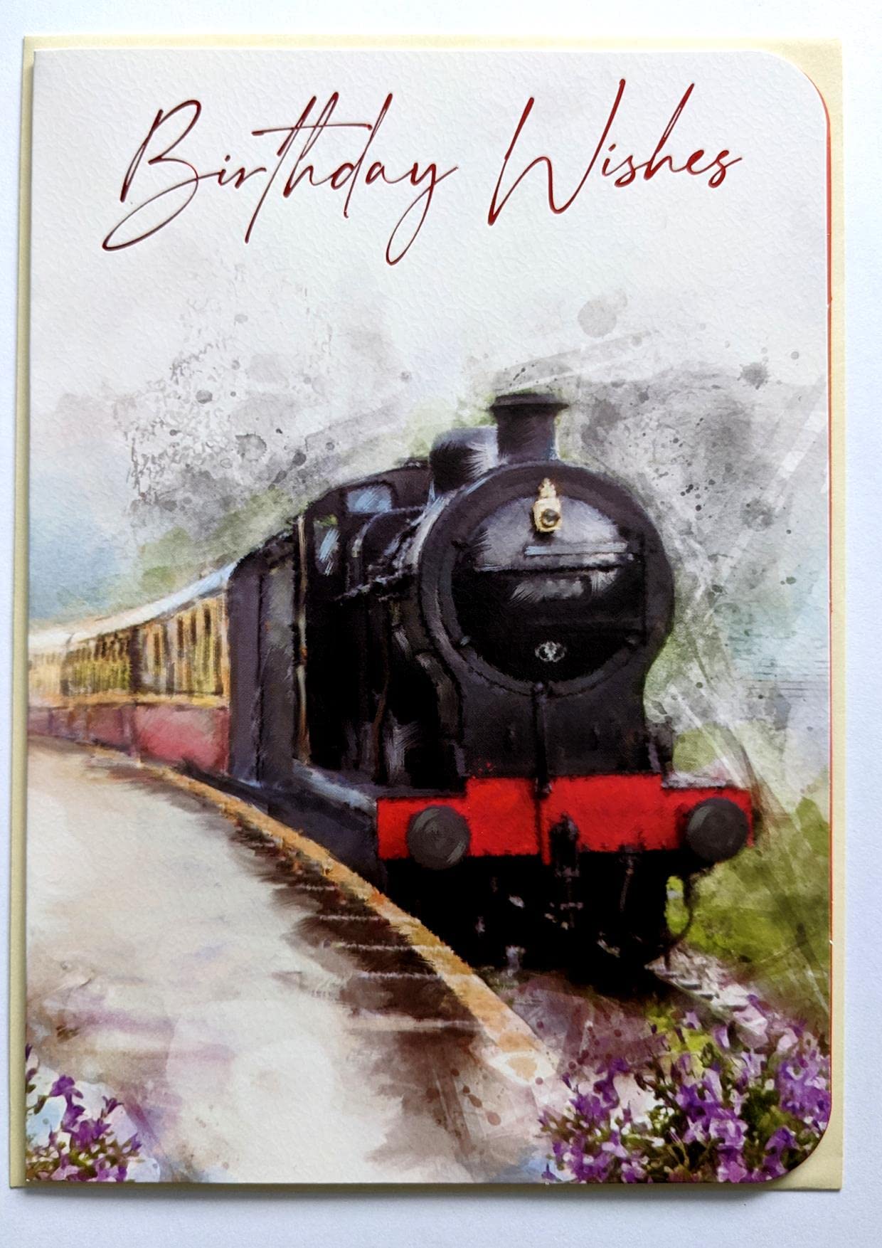 Steam Train Birthday Card - Male Men For Him - Size: 7.5" x 5.25" (V ...