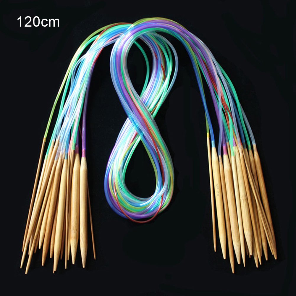 18pcs Smooth Bamboo Circular Knitting Needles Double Pointed Set 2.0mm