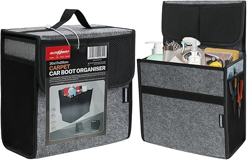Miniatura 11 de Organizador de maletero de automóvil, organizador de bolsa de coche de fieltro suave de 20 x 6.11 x 10 pulgadas, plegable, para Honda CRV/para Gris