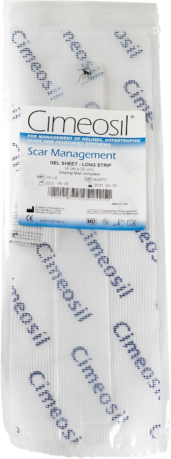 Cimeosil Gel Sheet - Long Strip, 4 cm x 30 cm - Scar Treatment For Keloid and Hypertrophic Scars