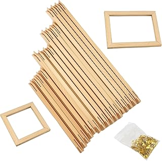 24pcs Needlepoint Stretcher Bars, Canvas Frame Kit with 150 Thumb Tacks, 6/8/10/12/14/16 Inch Frames for Canvas Paintings, Wood Stretcher Bars for Oil Painting, Embroidery, Needlework, and Posters
