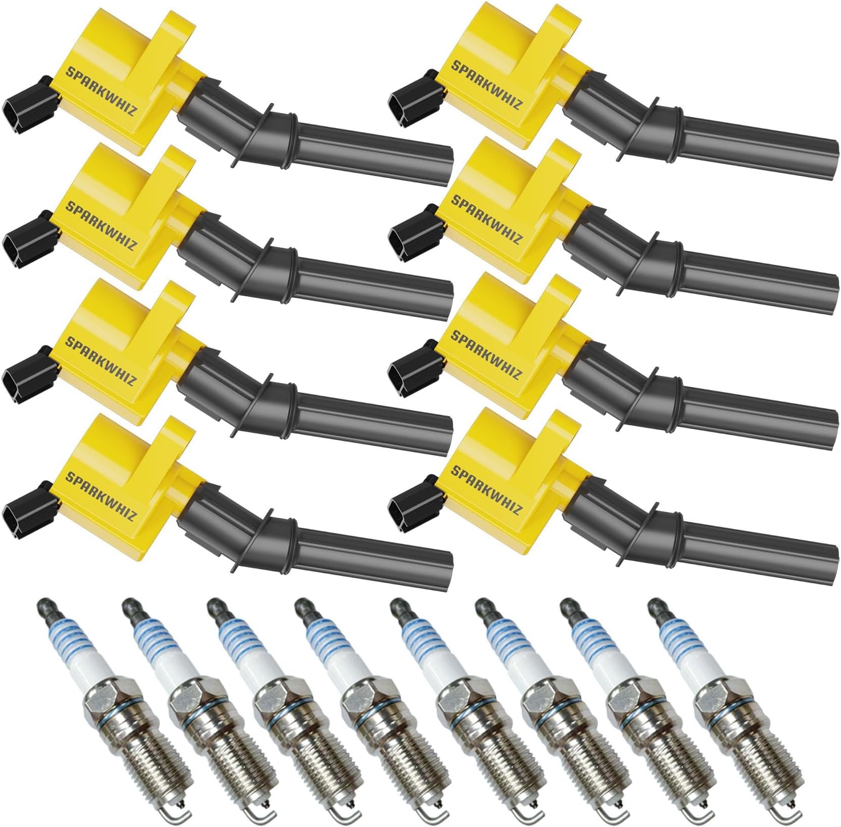 8Pcs DG508 Ignition Coils & Spark Plug SP479, 18.9% High Performance, Compatible with Ford F150 F250 F550 E150 E250 E550 4.6L 5.4L 6.8L V8 V10 Lincoln Mercury, Replacement for DG508 DG457 DG472 DG491