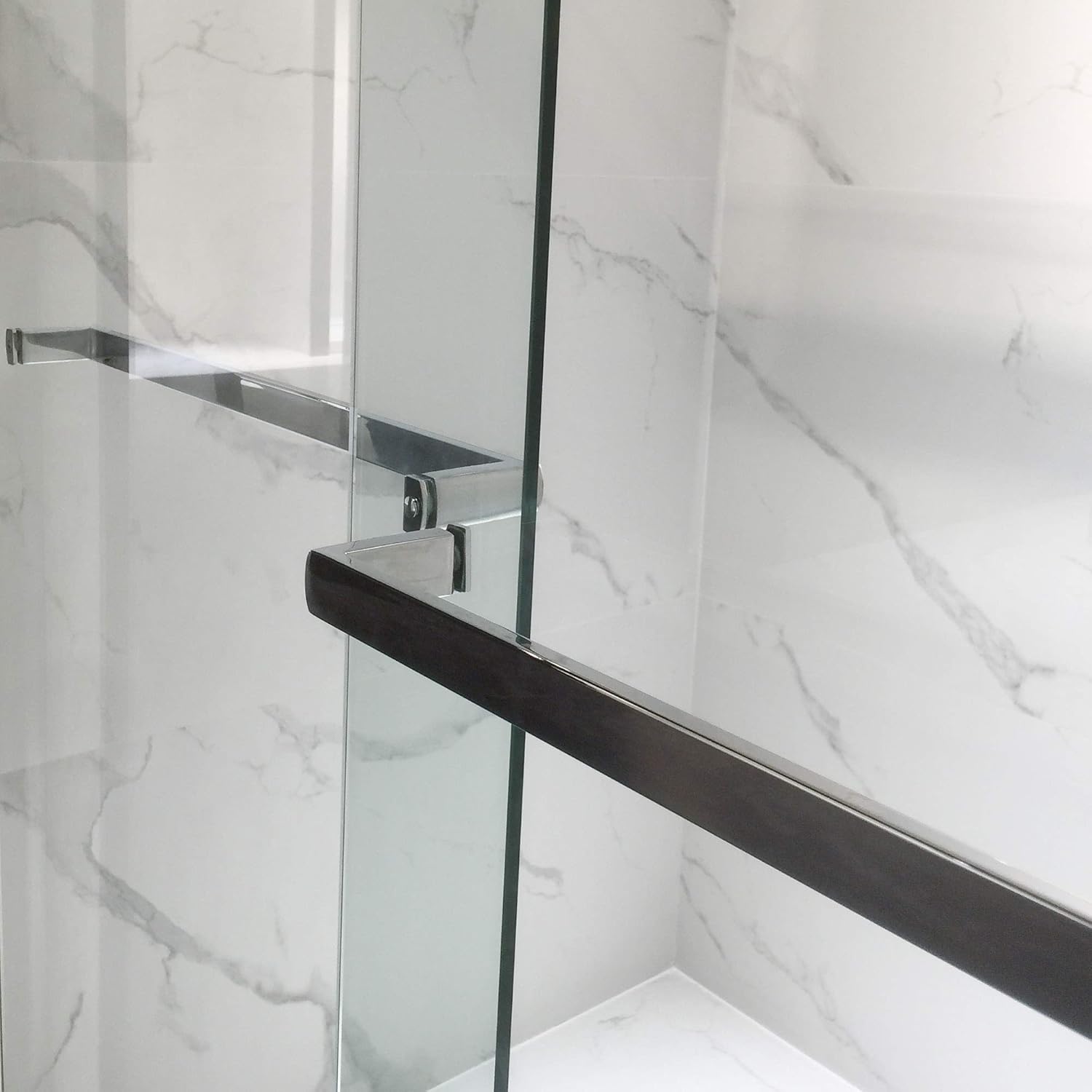 Woodbridge SDD6076-C Frameless Shower Doors 56-60" Width x 76" Height with 3/8"(10mm) Clear Tempered Glass, 2 Ways Opening & Double Sliding in Polished Chrome Finish