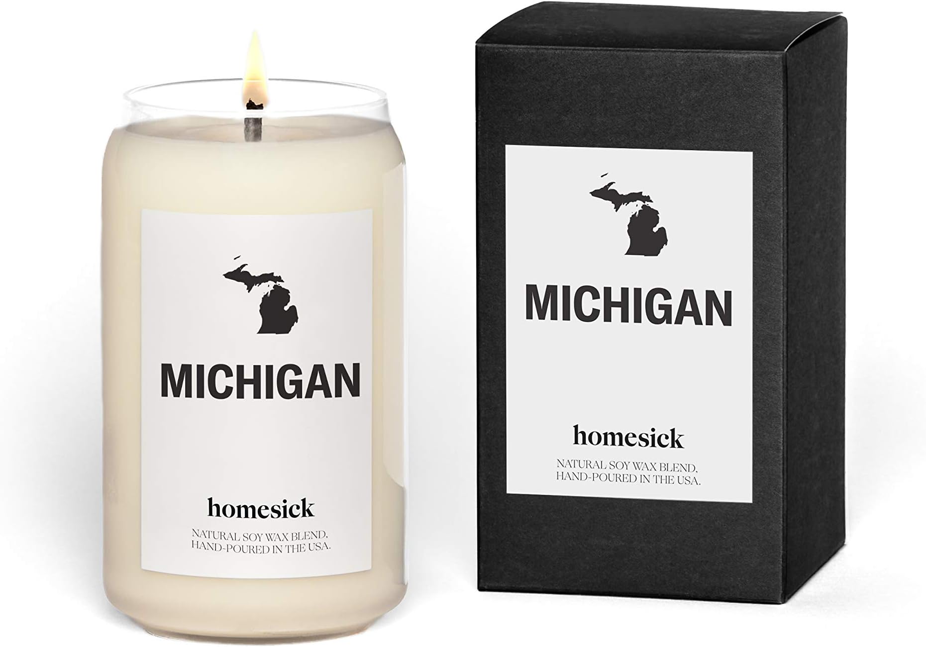Homesick Michigan Scented Candle - 13.75 oz Chocolate, Cherry and Lemon Scented Natural Soy Wax Blend Candle - Premium Michigan Souvenirs for Women, Men, Friends, Family, Colleagues, Couples