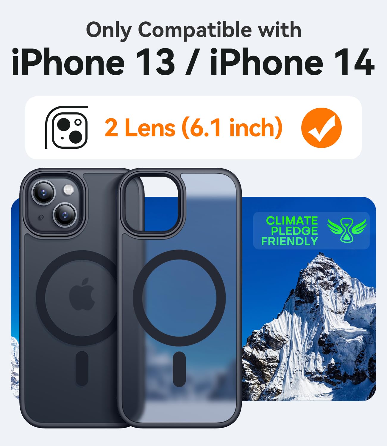 CANSHN Cover Magnetica Opaca per iPhone 13/14, [Compatibile con MagSafe] Custodia Traslucida Opaca Protettiva Sottile Antiurto 6,1 Pollici - Nero