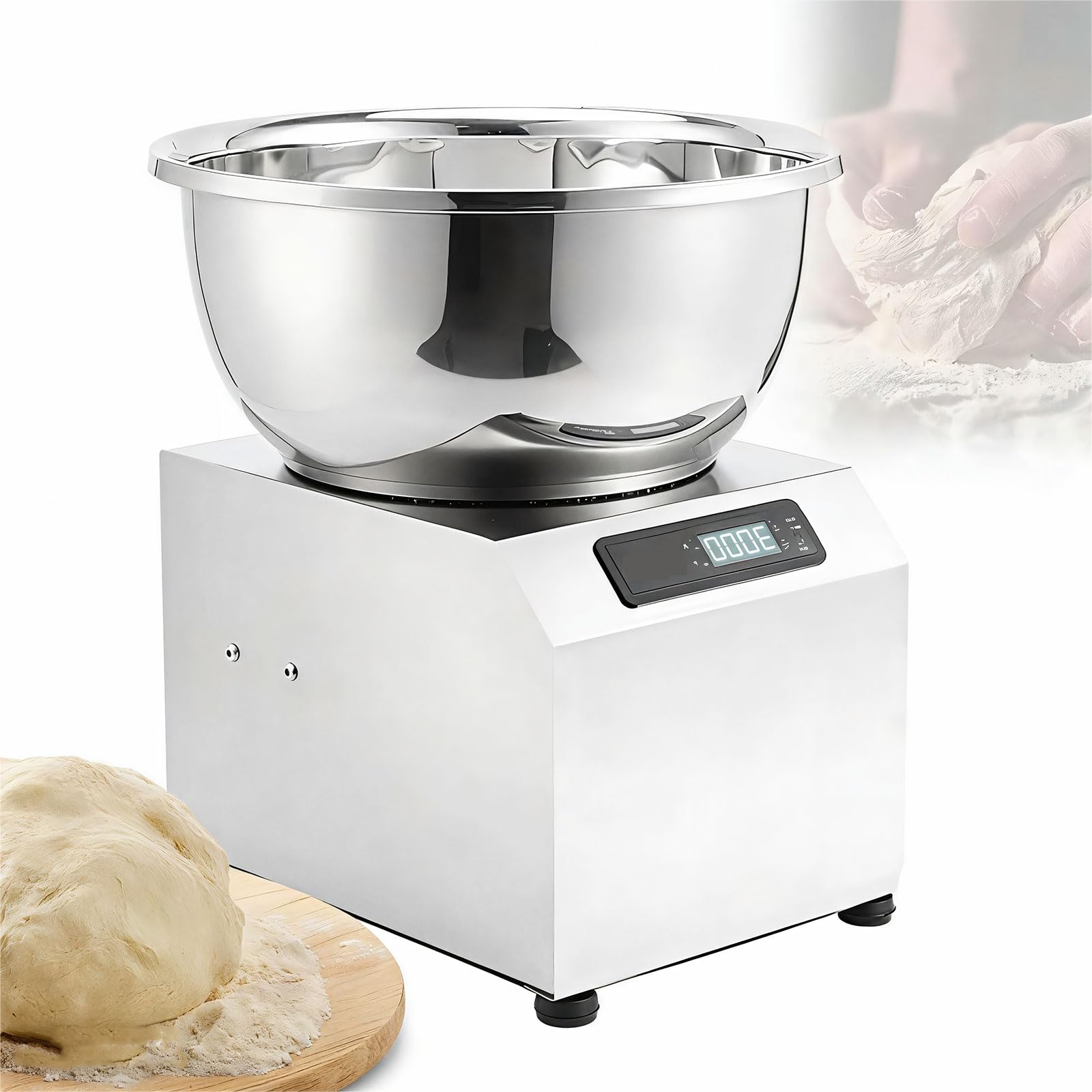 ZHJOPP Commercial Dough Mixer - Heavy-Duty Spiral Kneader with Dual Rotation, Timer, and Stainless Steel Bowl for Pizza and Bread (5kg)