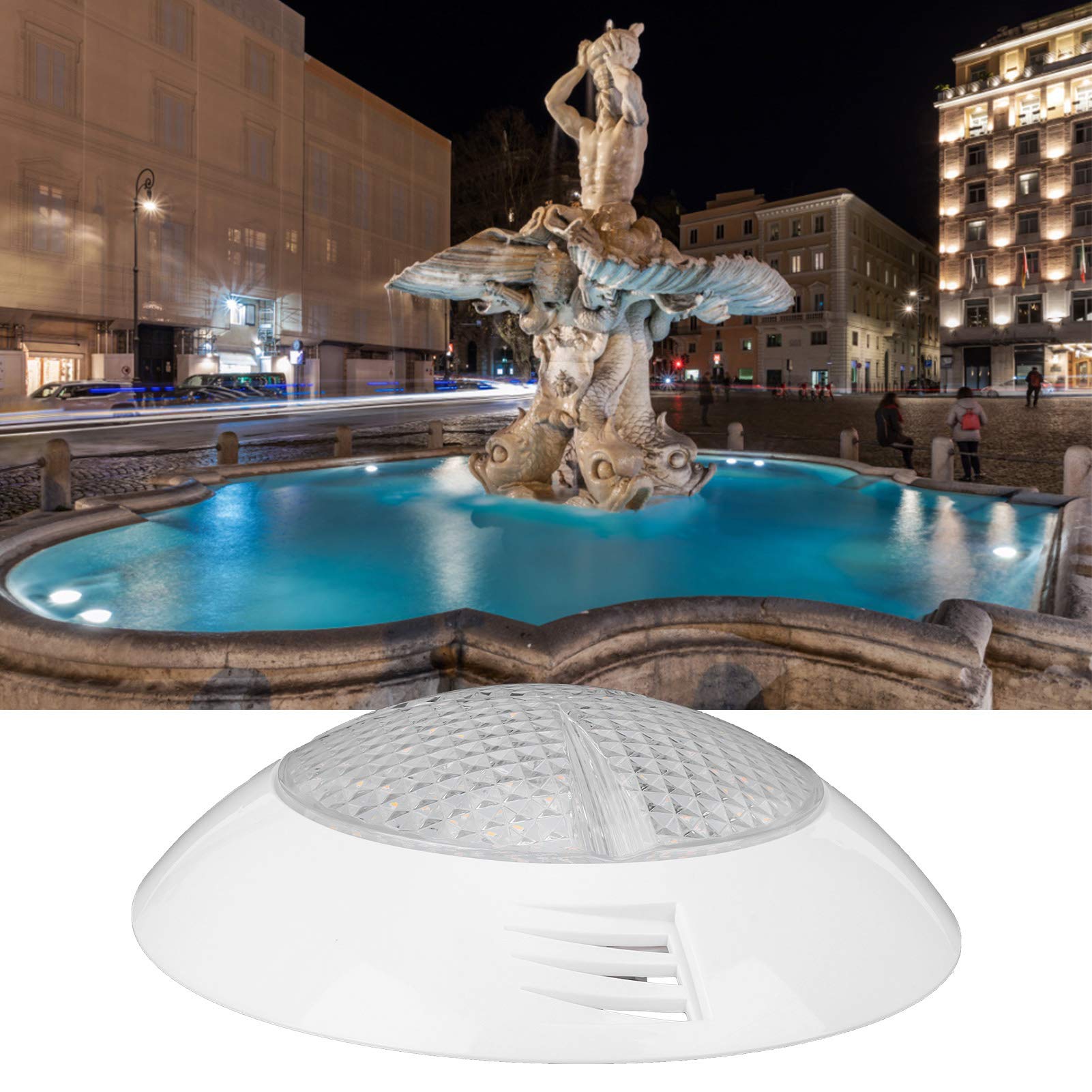 Jiawu Basenowa 160LED Podwodna IP68 Wodoodporna 18W AC12V Białe światło do Basenu, Dekoracji Krajobrazu, Oświetlenia Zewnętrznego, Wysokiej Jasności Kąt świecenia 120°, 1500 Lm