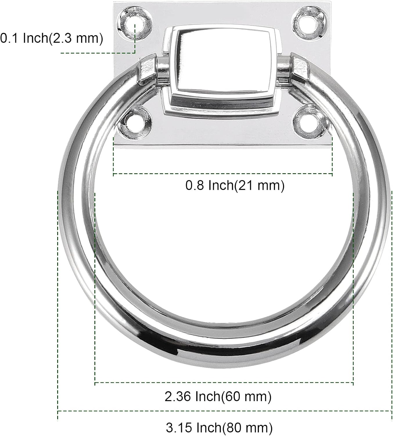 PINGEUI 6 Packs 80 mm Chair Back Drop Pulls Handle, Modern Chair Pull Rings with Mounting Screws, Ring Pull Handle for Chairs, Cabinets, Doors, Silver