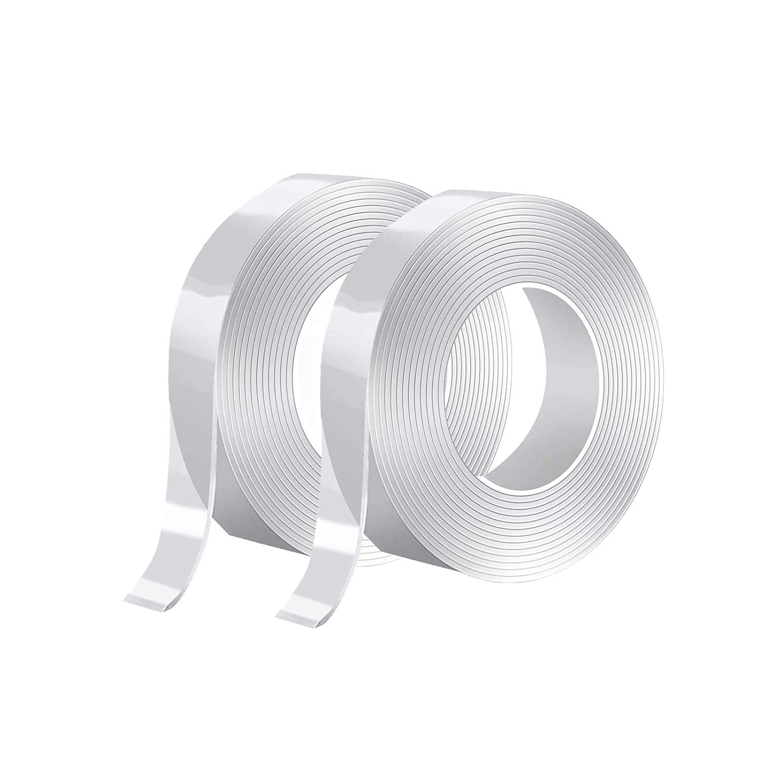 Double Sided Tape 2/Pack 19.7ft Tolmnnts Multipurpose Mounting Tape Removable Adhesive Strips Transparent Wall Tape,Washable Strong Sticky Tape Carpet Poster Tape for Home,Office