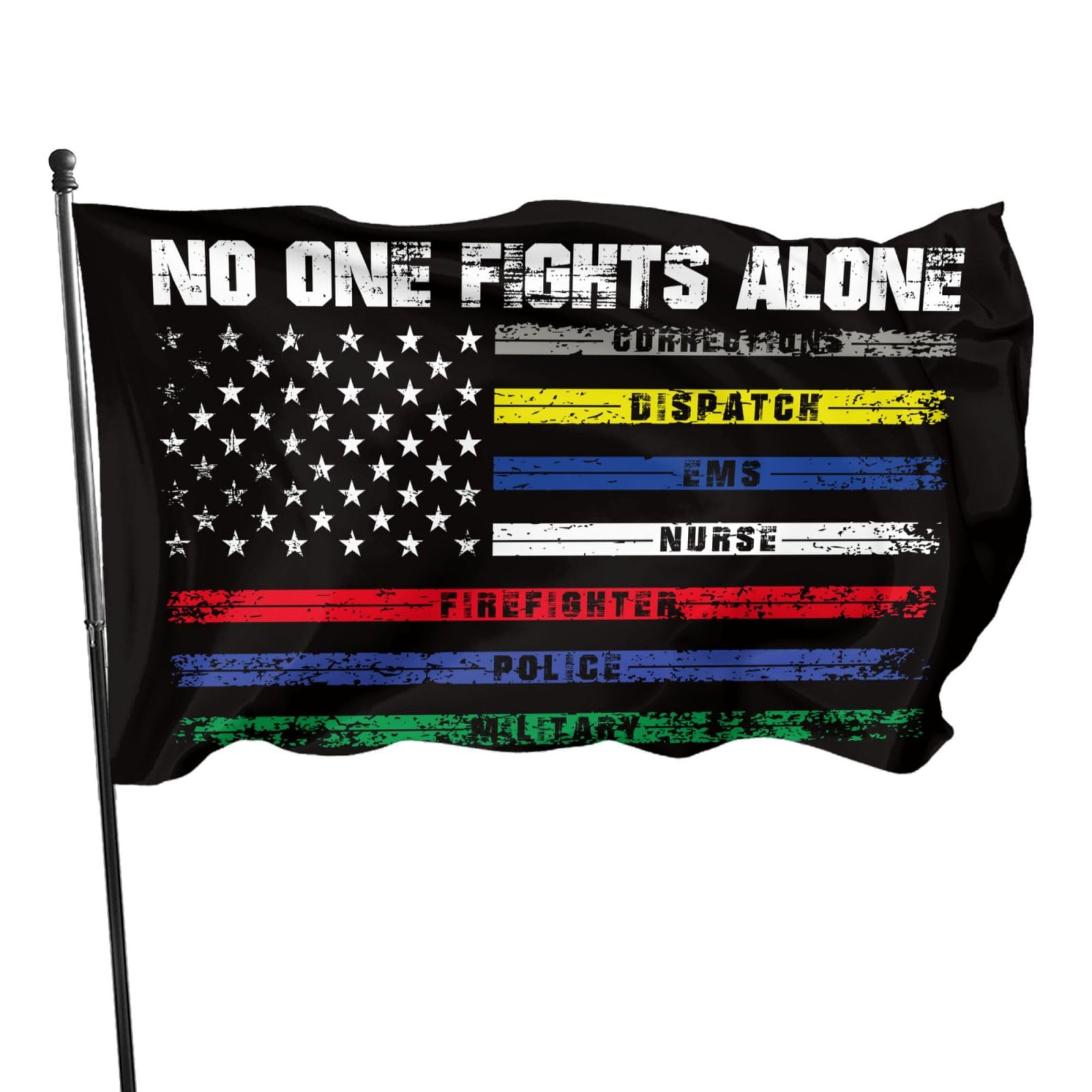 No One Fights Alone Flag 3 X 5 Ft Polyester with Brass Grommets For Lawn Patio Yard Garden Home Outdoor Decor Fade Resistant Banner