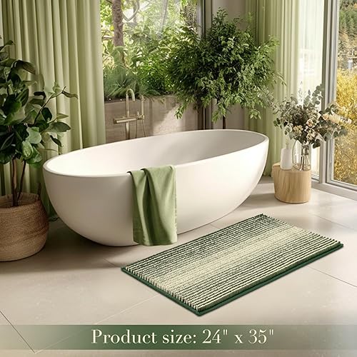Miniatura 270 de BSICPRO Juego de alfombras y tapetes de baño, 2 piezas de felpilla gruesa y absorbente, antideslizantes, suaves y peludas para baño, lavables a