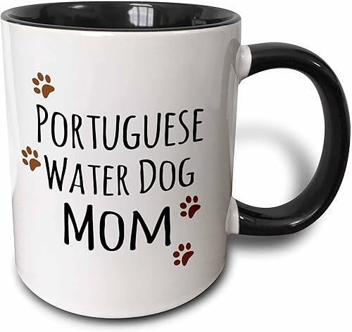 Miniatura 4 de 3dRose Taza de perro de agua portuguesa mamá, 11 onzas, color negro