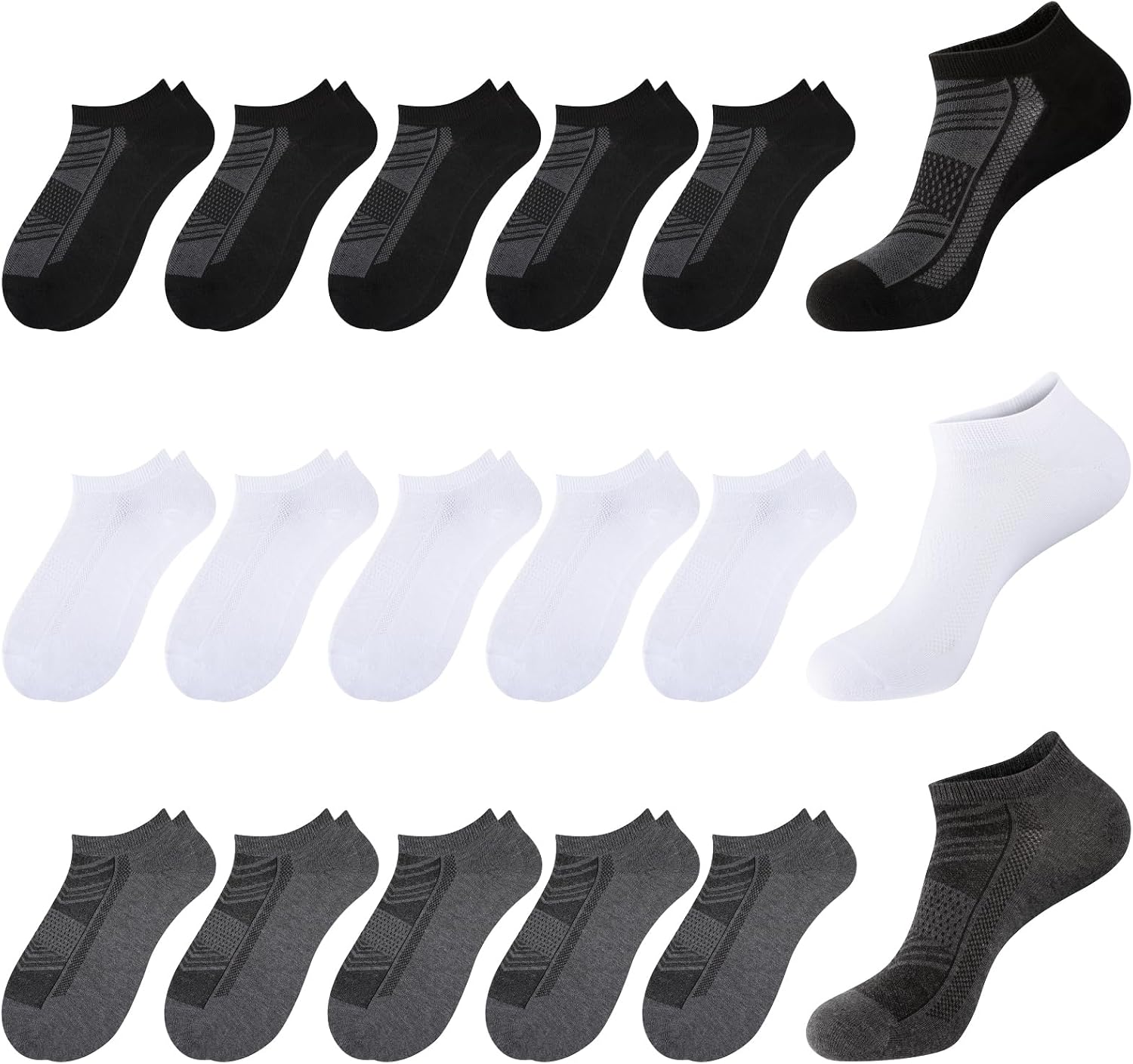 20 Pairs Ankle Socks For Men - Mens Socks Size 8-12/12-16 Thin Casual Bulk Socks