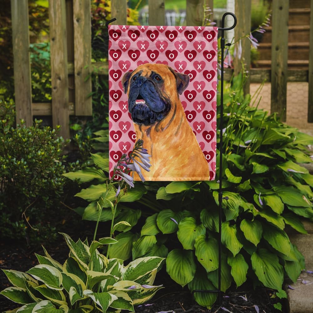 Caroline's Treasures SS4520GF Mastiff Hearts Love and Valentine's Day Portrait Garden Flag Mailbox Flag Decorative Yard Flag Banner Outside Patio Artwork Yard Flower Beds, Garden Size, Multicolor