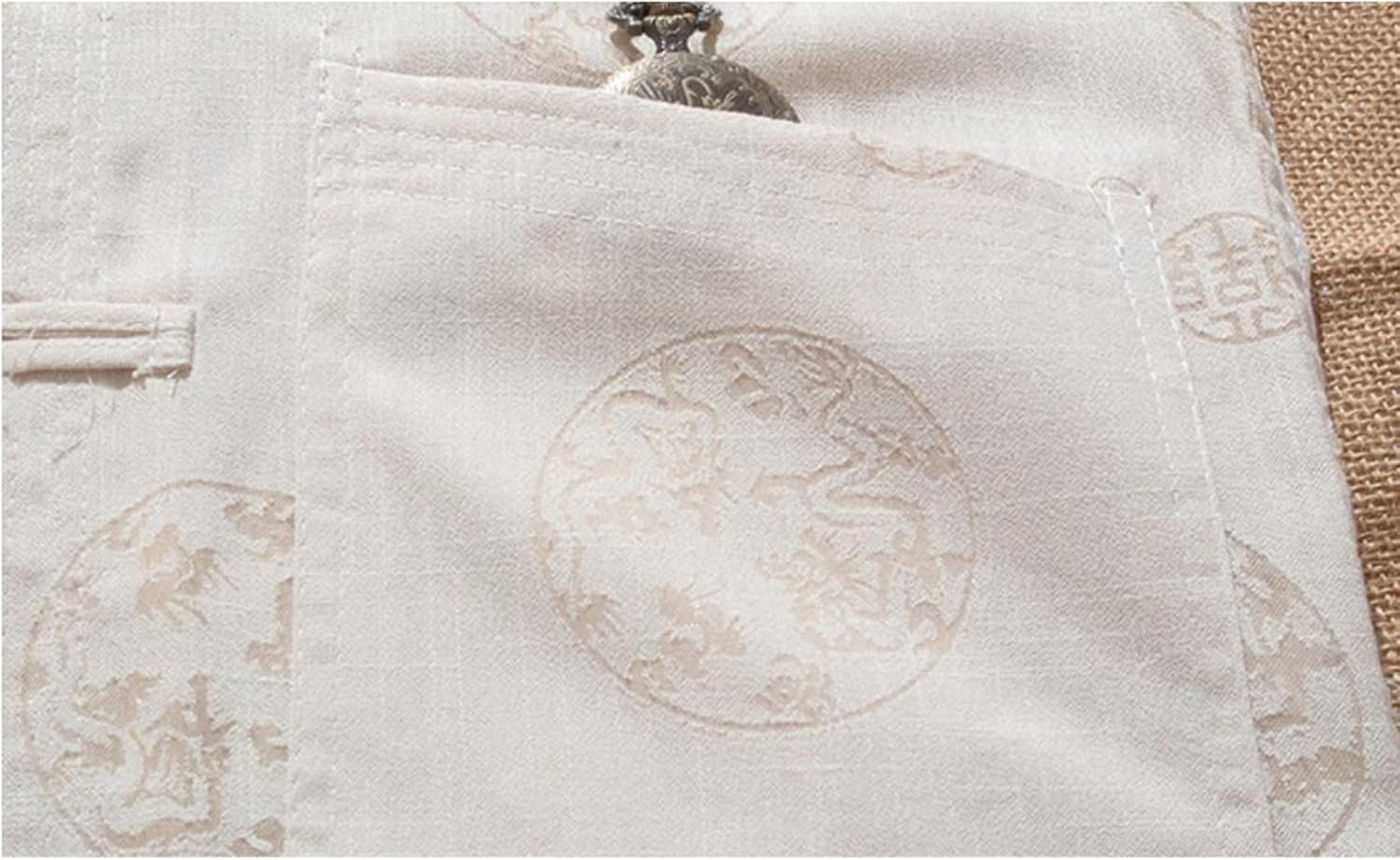 太極拳のウィングチュンカンフー服長タンシャツ瞑想スーツ伝統 White 2-XXL