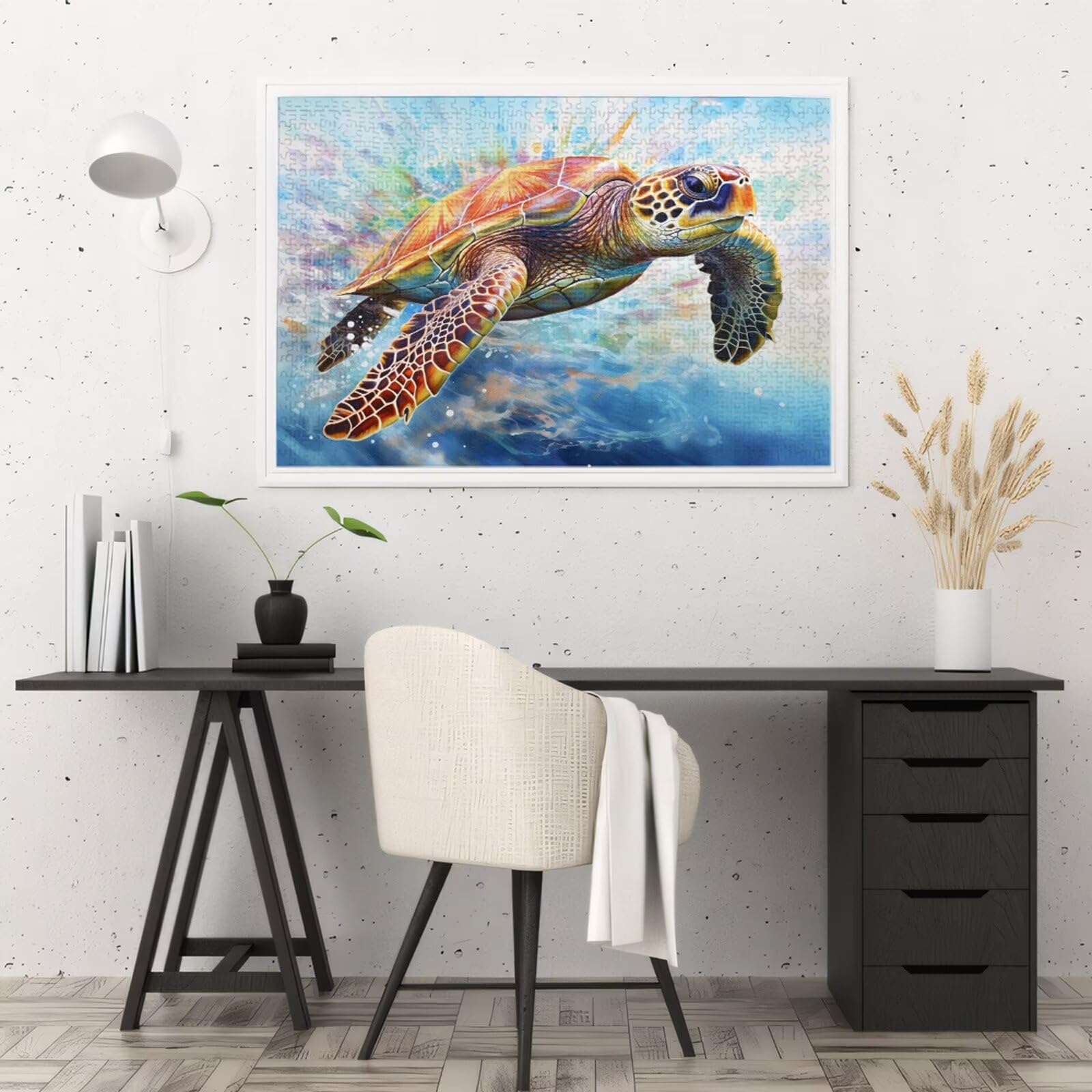 5000 sztuk puzzli dla dorosłych, kreatywne niemożliwe puzzle dla dorosłych początkujących, duża drewniana układanka z plakatem i pudełkiem do przechowywania, wystrój domu, motyw: żółwie morskie i