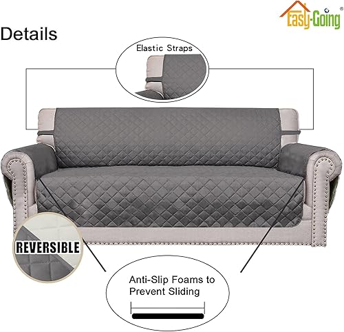 Miniatura 1103 de Easy-Going - Funda reversible para sofá, resistente al agua, con varillas de espuma y correas elásticas, protector de muebles para mascotas y perros