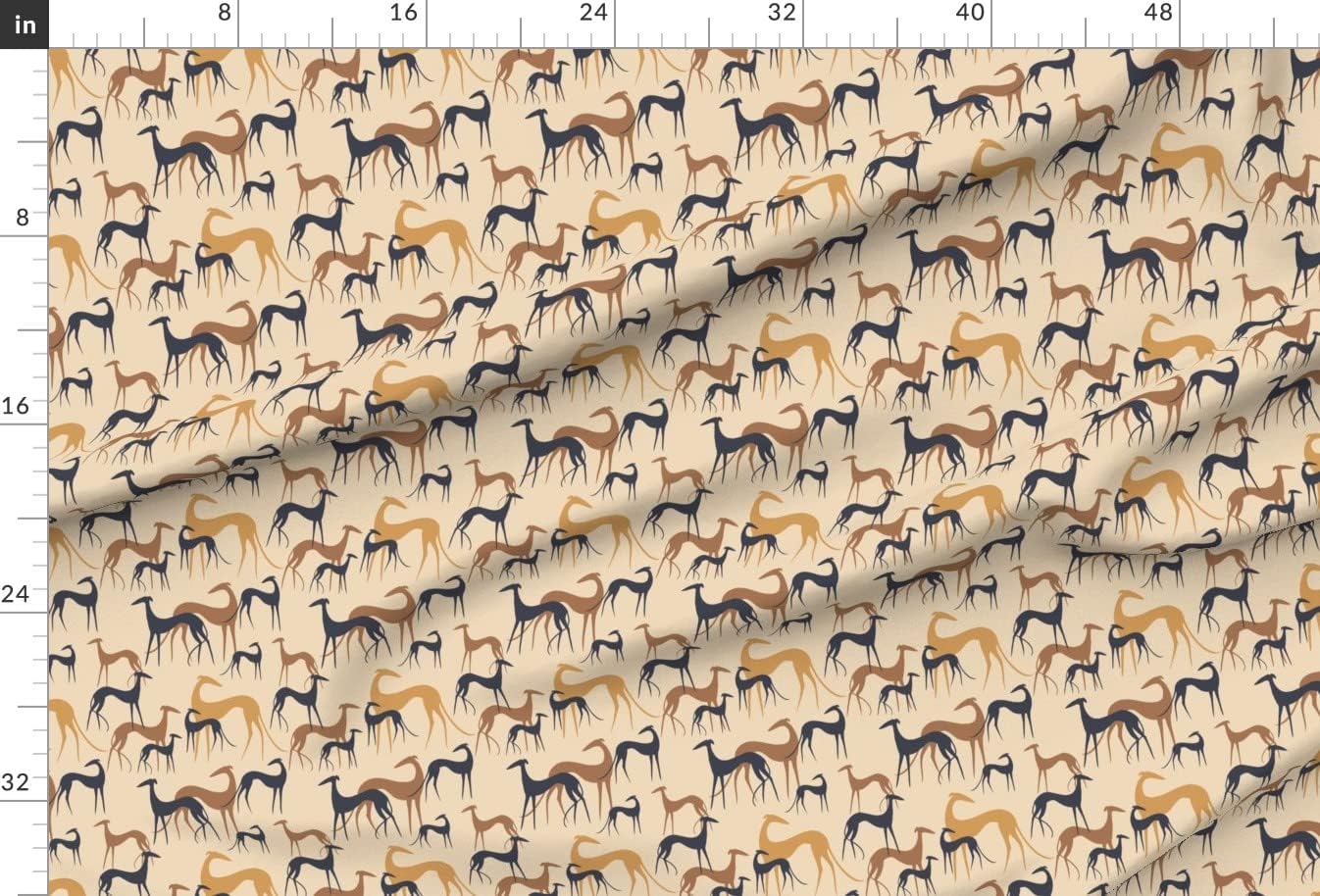 Spoonflower Fabric - Sighthounds Desert Dogs Greyhound Whippet Printed on Upholstery Velvet Fabric Fat Quarter - Upholstery Home Decor Bottomweight Apparel
