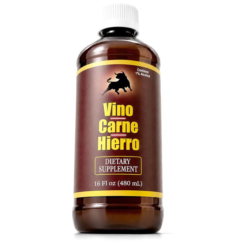 VINO CARNE HIERRO Suplemento líquido de ferro com complexo B, 473 mL