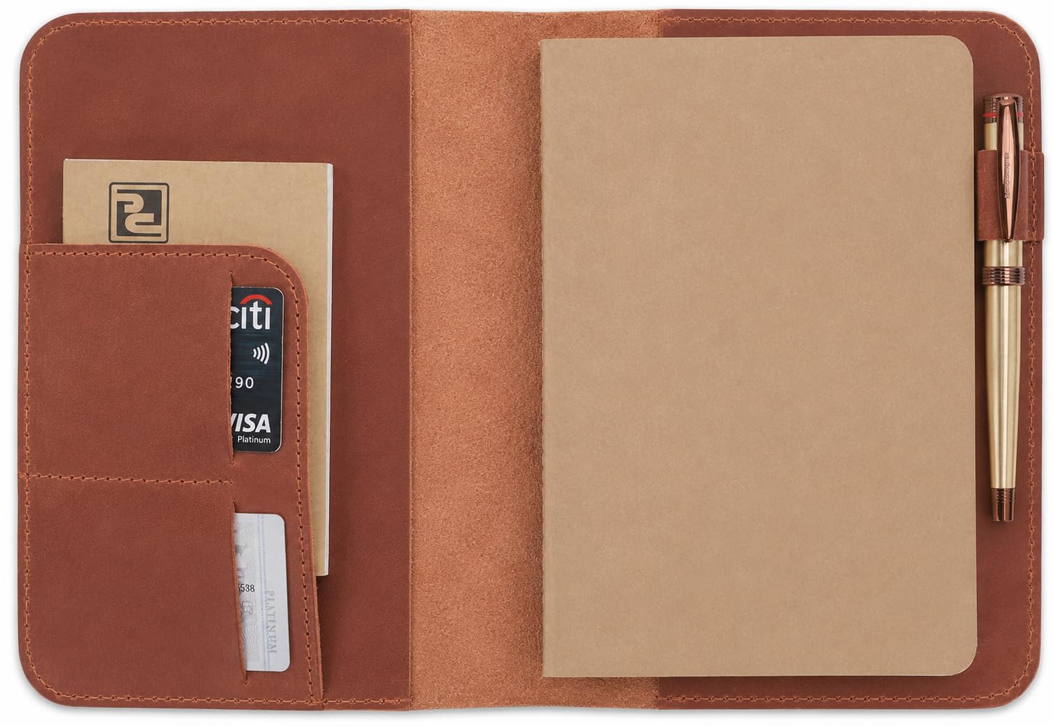 Funda para diario de piel de grano completo A5, rellenable, para cuaderno A5 (14,6 x 21 cm), con trabilla para bolígrafos, ranuras para tarjetas, tapa rellenable, color marrón | Funda de piel recargable hecha a mano para cuadernos tamaño mediano A5 de 14