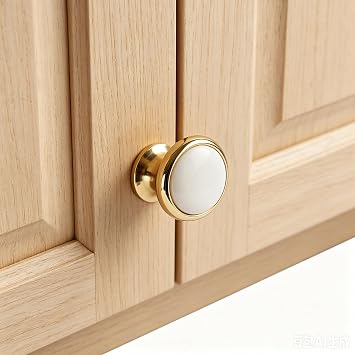 White Ceramic Knobs Vintage Furniture Drawer Knobs for Dresser Handle Kitchen Cabinets Cupboard Single Hole Pull Handles with Screws 4 Pcs (Single Hole)