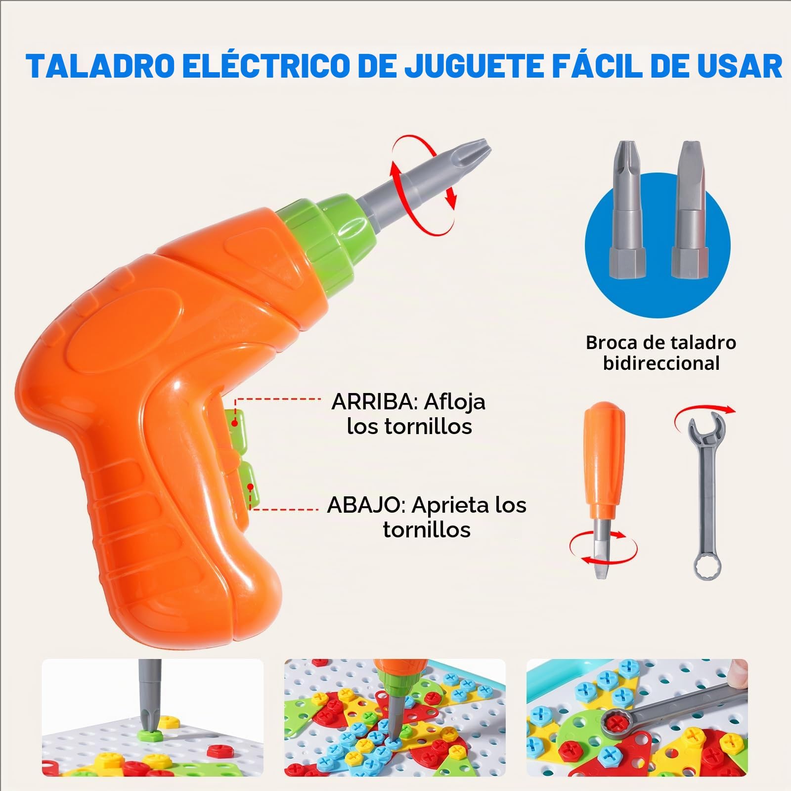 Ark miido Juguetes Niños 3 4 5 6 Años Herramientas Juguete Puzzles 3D Construcciones para Niños Manualidades con Taladro Eléctrico Mosaicos 399 Pcs Juegos Educativos Regalos Juegos de Mesa