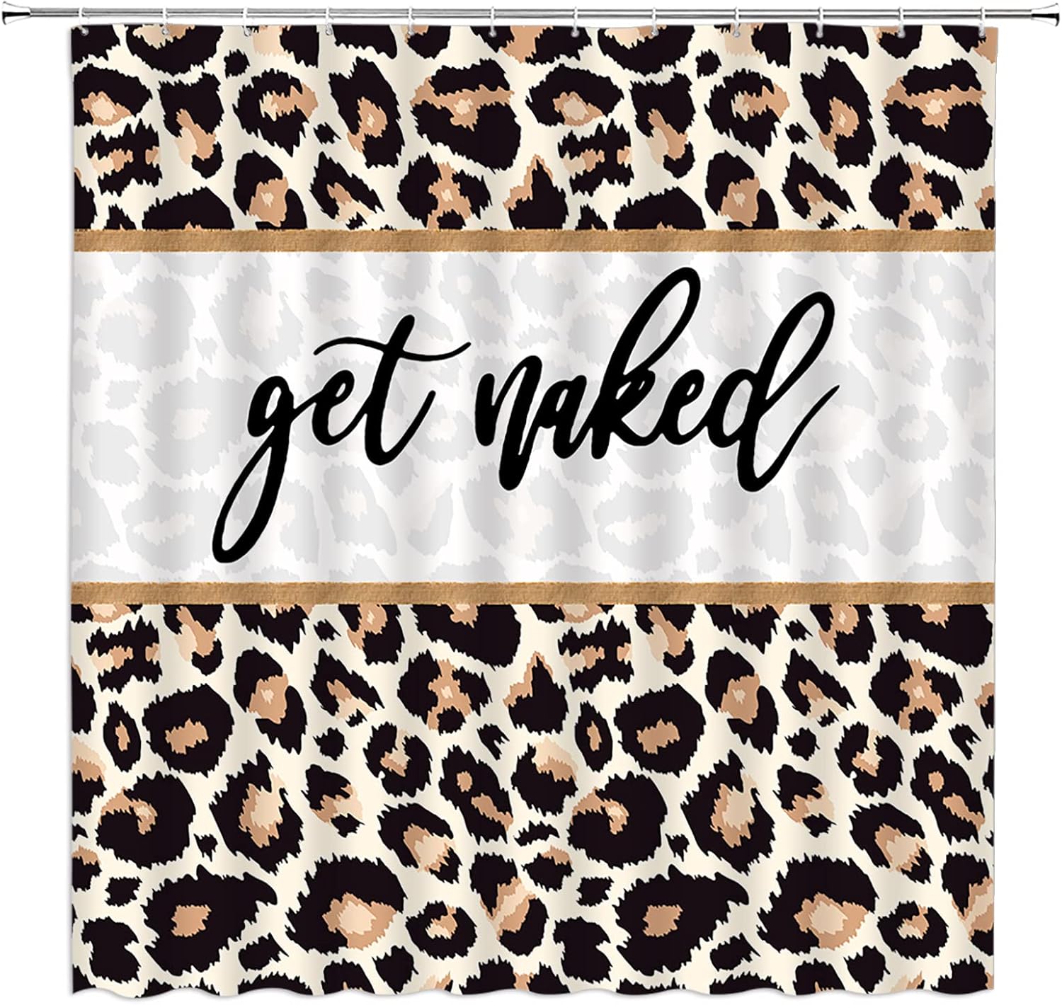 4pcs Cow Print Shower Curtain Set with Rug Funny Quotes Brown Cowhide Print Farm Animal Bull Skin Fashion Bathroom Set with Hooks(Bath Mat,U Shape and Toilet Lid Cover Mat)