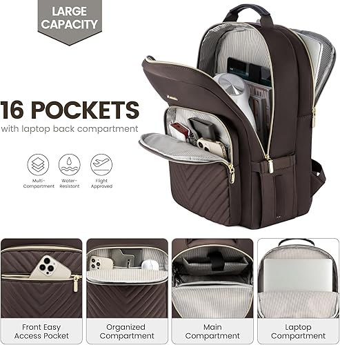 Miniatura 2 de LOVEVOOK Mochila para laptop de 15.6 pulgadas para mujer, bonita mochila de viaje para mujer, bolsa profesional para computadora portátil,