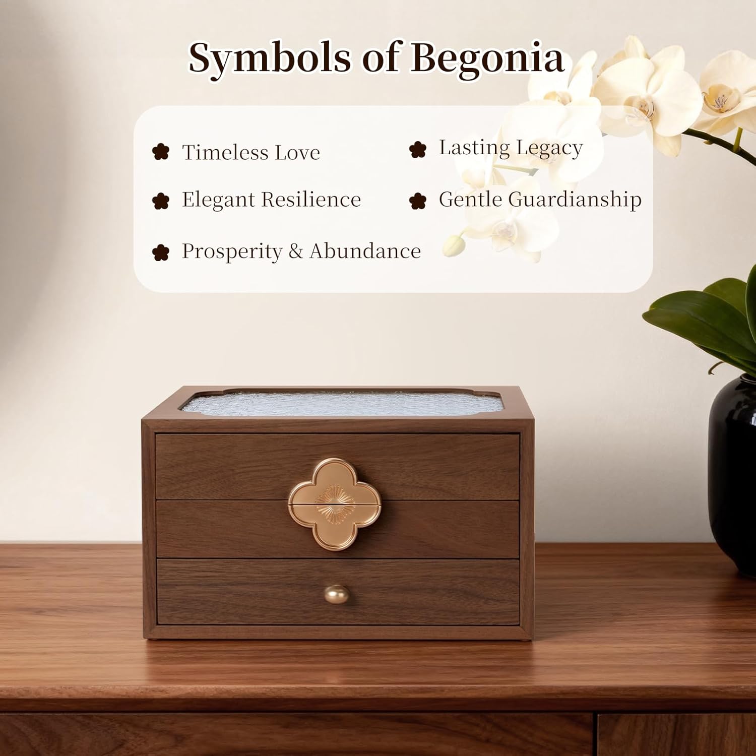 Black Walnut Wooden Jewelry Box For Women,Wood Jewelry Organizer 3 Layer With Glass Lid And Pull-Out Necklace Storage Layer,For Necklace Ring Earring Storage,Valentine's Day gift