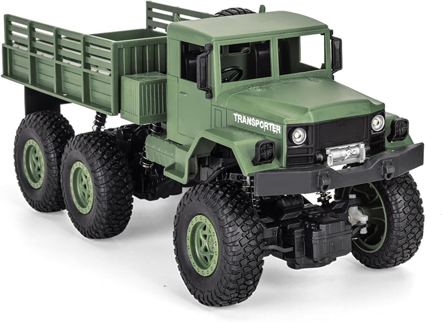 Plastic 1/18 Q69 Radio Control Military Truck 6x6 Electric RC Model Car 0.5KG Load Capacity Slope Climbing Multi Terrian Hobby Grade Model for Adult(Green)