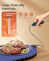 Vista 3 de Tapete de calentamiento para alimentos, tapete de calentamiento de alimentos de 24 x 14.5 pulgadas con 3 ajustes de temperatura y 3 ajustes