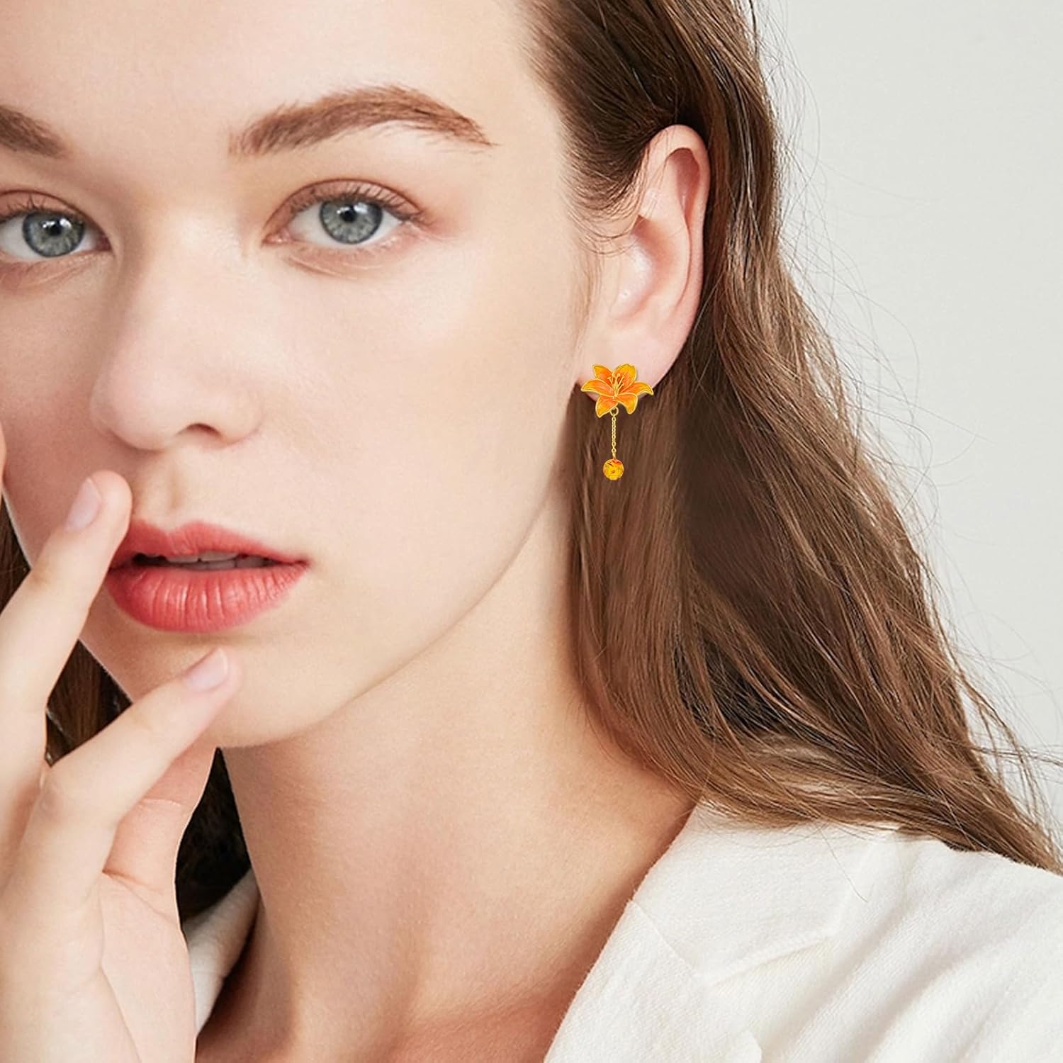 Tulip/Lily/Daisy Flower Earrings 925 Sterling Silver Lily/Tulip/Daisy Dangle Drop Earrings Hypoallergenic Tulip/Lily/Daisy Flower Jewelry Valentine's Day Birthday Gifts for Women